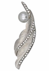 Firetti Broche Sieraad cadeau speldjuweel golvende bladvorm met structuur dames broches wit