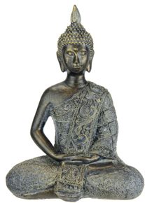 I.GE.A. Decoratief figuur Buddha figuur zittend mediterend standbeeld figuren sculptuur (1 stuk) beelden & sculpturen bruin