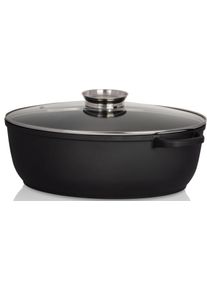 Krüger Krüger Braadpan Aluguss gans braadpan met glazen deksel en aroma knop DELTA, 38x26x13 cm (1-delig) braadpannen zwart