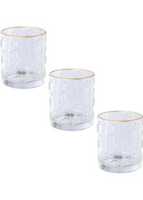 Creativ deco Windlicht Kerst versiering helder glas met sterstructuur (3 stuks) kaarsenhouders wit