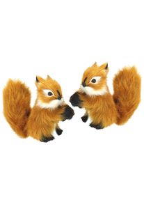 I.GE.A. Decoratief figuur Dierfiguur mini eekhoorn 2-delige set van kunstbont standbeelden ornamenten pluche dier (2 stuks) beelden & sculpturen