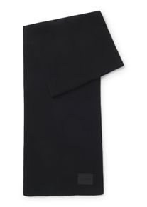 Hugo Sjaal Zevon met logo-patch, effen heren sjaals zwart