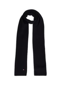 Tommy Hilfiger Gebreide sjaal TH FLAG PIMA COTTON CASH SCARF met logo-borduring, met kasjmiergehalte unisex heren sjaals zwart
