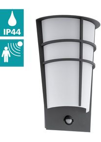 Eglo Wandlamp BREGANZO 1 Wandlamp, staal en kunststof, IP44, buitenlamp, lamp Wand-/Plafondlamp, L19 x H30 x AL12,5 cm, antraciet, 2X2,5W incl. (1