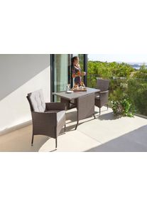 Konifera Tuin-eethoek Balkonset "Mailand" Tafelblad van veiligheidsglas (set, 7-delig) tuinsets bruin