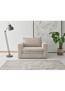 Places of Style Loveseat PIAGGE Hoogwaardige cord, trendy loveseat fauteuils maat Geweven velours beige