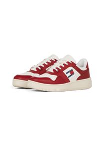 Tommy Jeans Plateausneakers TJW RETRO BASKET ESS vrijetijdsschoen, lage schoen, veterschoen met zijlogo-vlag dames lage sneakers maat 36 rood