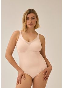 Naturana Body Minimizer V-hals, contrasterende bies op de halslijn, drukkers, elastisch dames tops maat B beige