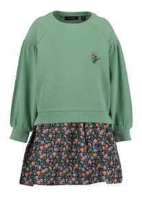 Blue Seven Sweatjurk met bedrukte rok en kleine borduursel op de borst meisjes sweatjurken maat 110 groen