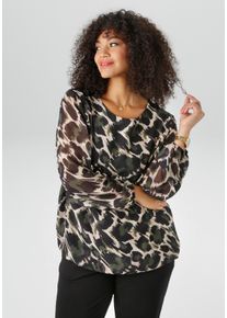 Aniston PLUS Blouse zonder sluiting met ondoorzichtige jerseyvoering - nieuwe collectie dames blouses maat 44 multicolor