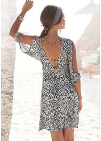 Vivance Jerseyjurk met animal print en v-hals, 3/4 mouwen, zomerjurk, strandjurk dames jerseyjurken maat 34 zwart