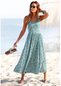 Vivance Midi-jurk met bloemenprint, luchtige zomerjurk, strandjurk dames zomerjurken maat 36 groen