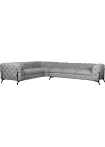 Home Affaire Chesterfield-bank Amaury L-vorm grote hoekbank, chesterfield-look, breedte 323 cm, kleur van de poten ter keuze zilver(kleur),