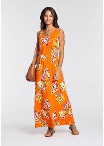 Laura Scott Zomerjurk met v-hals - nieuwe collectie dames zomerjurken maat 42 oranje