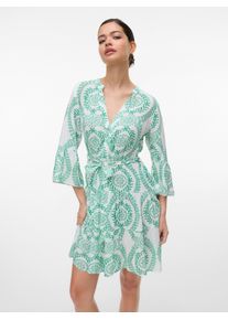 V&eacute;ro Moda Vero Moda Tuniekjurk VMMELBA 3/4 SHORT BELT DRESS WVN GA NOOS Zomerjurk, met volant en taille-bindgordel dames jurken maat L wit