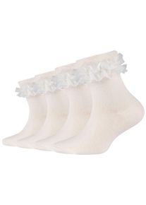 Camano Sokken CA-Soft met romantisch ruchesdesign (4 paar) meisjes sokken maat 23-26 wit