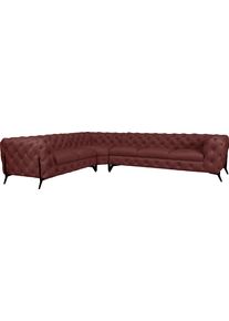 Home Affaire Chesterfield-bank Amaury L-vorm grote hoekbank, chesterfield-look, breedte 323 cm, kleur van de poten ter keuze roze, chesterfield