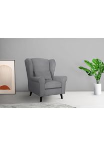 Home Affaire Fauteuil Ohrensessel CHISTELLE, optioneel met poef met golfondersteuning, afmetingen: b/d/h: 81/87/99 cm fauteuils maat Fluweel-look