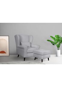 Home Affaire Fauteuil Ohrensessel CHISTELLE, optioneel met poef met golfondersteuning, afmetingen: b/d/h: 81/87/99 cm fauteuils maat Fijne