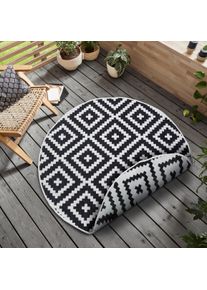 my home Vloerkleed Ronda tweezijdig te gebruiken kleed Sisal-look, platweefsel, in- en outdoor, geometrisch boho design moderne vloerkleden zwart