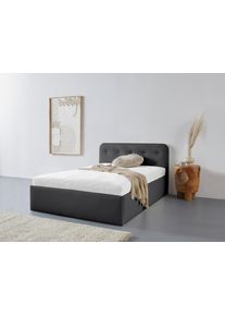 WESTFALIA Polsterbetten Gestoffeerd bed Rostock ook verkrijgbaar met extra opbergruimte en verstelbare hoofdsteunen bedden maat Imitatieleer zwart