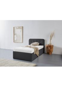 WESTFALIA Polsterbetten Gestoffeerd bed Rostock ook verkrijgbaar met extra opbergruimte en verstelbare hoofdsteunen bedden maat Imitatieleer zwart