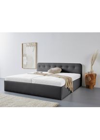 WESTFALIA Polsterbetten Gestoffeerd bed Rostock ook verkrijgbaar met extra opbergruimte en verstelbare hoofdsteunen bedden maat Imitatieleer zwart