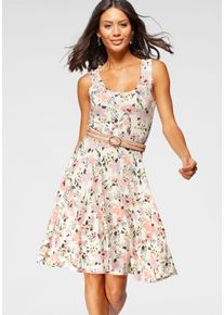 Laura Scott Zomerjurk figuurvolgende pasvorm, feminiene stijl, van viscosemix dames zomerjurken maat 34 wit