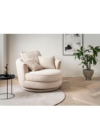 Home Affaire Draaibare fauteuil MAISIE, Love Seat XXL, leesfauteuil BIG- Zetel in MEGA CORD en geweven velours, 360 graden draaibaar fauteuils maat