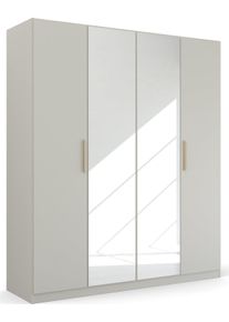 Rauch Kledingkast Skandi by Quadra Spin Slaapkamerkast in landelijke stijl met massief houten grepen, het gehele oppervlak bedekkende spiegeldeuren
