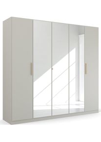 Rauch Kledingkast Skandi by Quadra Spin Slaapkamerkast in landelijke stijl met massief houten grepen, het gehele oppervlak bedekkende spiegeldeuren