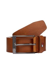 Tommy Hilfiger Leren riem LAYTON 3.5 Metalen patch, eenvoudige doornsluiting heren riemen maat 115 bruin