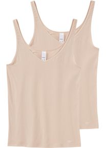 Speidel Hemd Softfeeling basic, nauw, v-uitsnijding, zacht, elastisch, ademend, katoenmix (2 stuks, Set van 2) dames onderhemden maat 48 beige