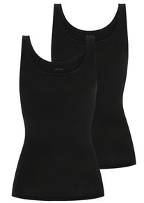 Mey Hemd Superfine Organic brede bandjes, diepe ronde hals, single jersey, elastisch (2 stuks, Set van 2) dames armloze tops maat 38 zwart