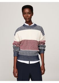 Tommy Hilfiger Gebreide trui GLOBAL STP ALL OVER SWEATER met Tommy Hilfiger global stripe (Global Serie TH VROUWEN) dames truien maat XXXL (46) blauw