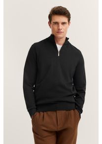 Bugatti Schipperstrui Regular fit van katoen-kasjmier met ritssluiting heren truien maat L grijs