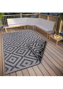 my home Vloerkleed Ronda tweezijdig te gebruiken kleed Sisal-look, platweefsel, in- en outdoor, geometrisch boho design moderne vloerkleden zwart