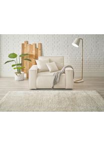 OTTO Loveseat FINNLEY, XXL-Fauteuil, Leesfauteuil, trendy stoffen, incl. Sierkussens (1 stuk) fauteuils maat Fijne structuurstof wit