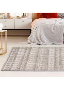LUXOR living Wollen kleed Hägga Handgeweven vloerkleed, zuivere wol, met de hand geweven, reliëfstructuur moderne vloerkleden grijs