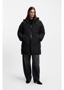 BOSS Orange Gewatteerde jas Piapolly Premium damesmode met capuchon, chevron-stiksels dames donsjassen maat 36 zwart