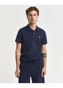 Gant Poloshirt REG SHIELD SS PIQUE POLO met logo en platte breikraag 100% katoen pique heren poloshirts maat XXXL blauw