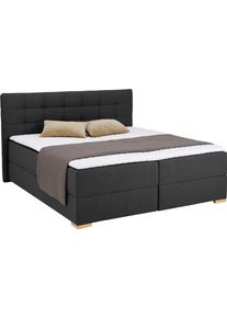 Home Affaire Boxspring Olivet met bedkast in 4 kleuren, 4 breedten, 2 matrassoorten, ook in extra lang 220 cm boxsprings maat Structuurstof (100%