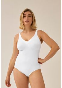 Naturana Body Minimizer V-hals, contrasterende bies op de halslijn, drukkers, elastisch dames tops maat B wit