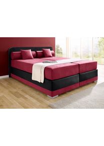 Maintal Boxspring Lago in 3 verschillende matrassoorten, h2 of h3 boxsprings maat Micro-velours rood