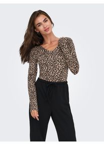 Only Body ONLLIVE LOVE V NECK L/S BODY CS JR dames tops maat XS (34) bruin