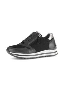 Gabor Sneakers met sleehak Turijn , vrijetijdsschoen, halfschoen, veterschoen, gepolsterde schacht, h-breedte dames sleehak sneakers maat 36 zwart