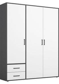 Rauch Draaideurkast Kledingkast kast garderobe linnenkast VOYAGER moderne grepen in grijs metallic met buitenlades made in germany garderobekasten