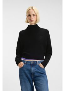 HUGO Blue Trui met staande kraag Sesty in cropped-lengte, oversized fit dames truien met opstaande kraag maat XS zwart