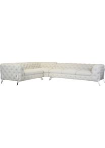 Home Affaire Chesterfield-bank Amaury L-vorm grote hoekbank, chesterfield-look, breedte 323 cm, kleur van de poten ter keuze beige, chesterfield