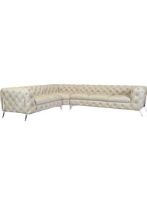 Home Affaire Chesterfield-bank Amaury L-vorm grote hoekbank, chesterfield-look, breedte 323 cm, kleur van de poten ter keuze beige, chesterfield